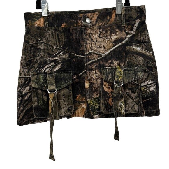 EGO‎ Grunge Camo Skirt  Zip Up Size 4 Y2K Mini Hunt - Picture 1 of 7